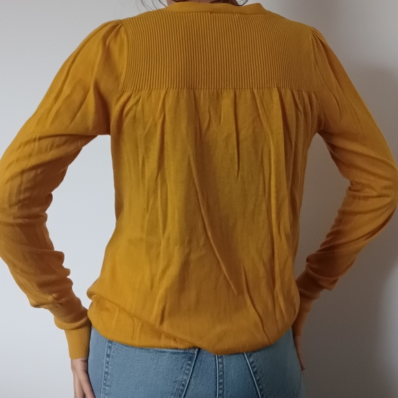 Joe Fresh Mustard Yellow V-Neck Thin Knit Sweater - Picture 10 of 10